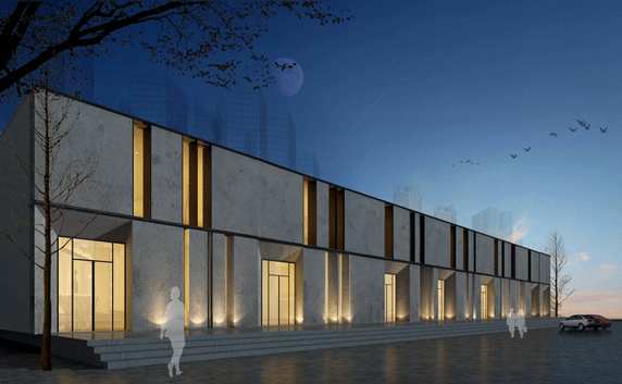 成人抖音网站实业郑州展厅外部效果图